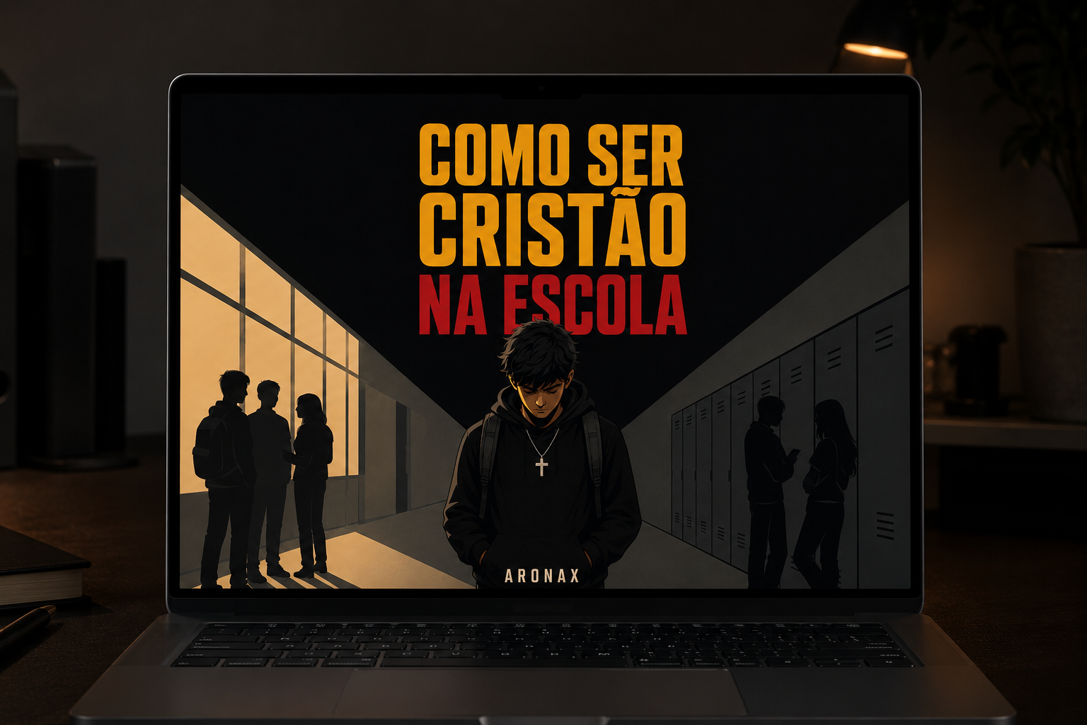 Guia Prático Como ser Cristão na Escola aberto na tela de um notebook